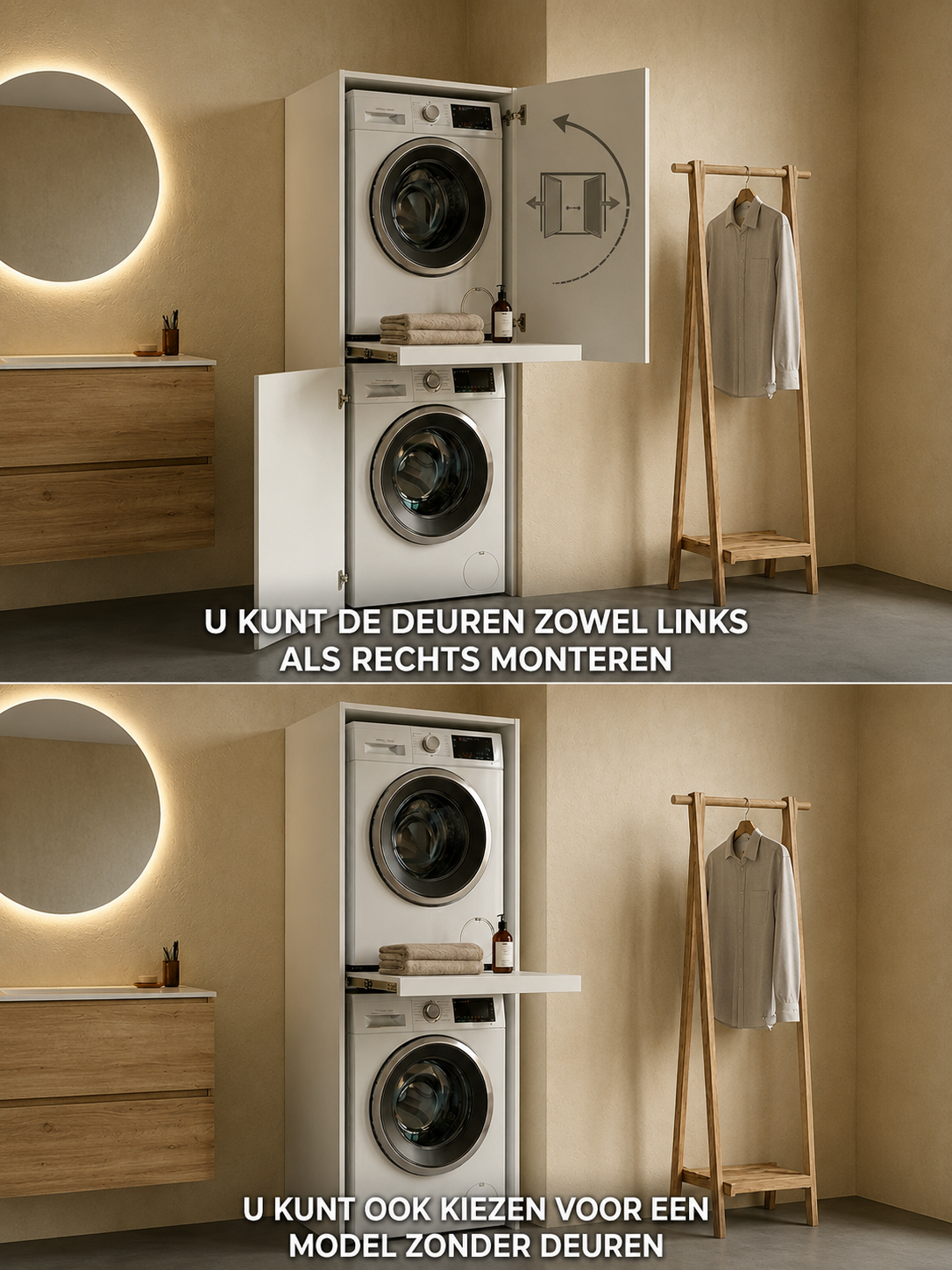 Wasdro Wit- Wasmachine en droger kast.